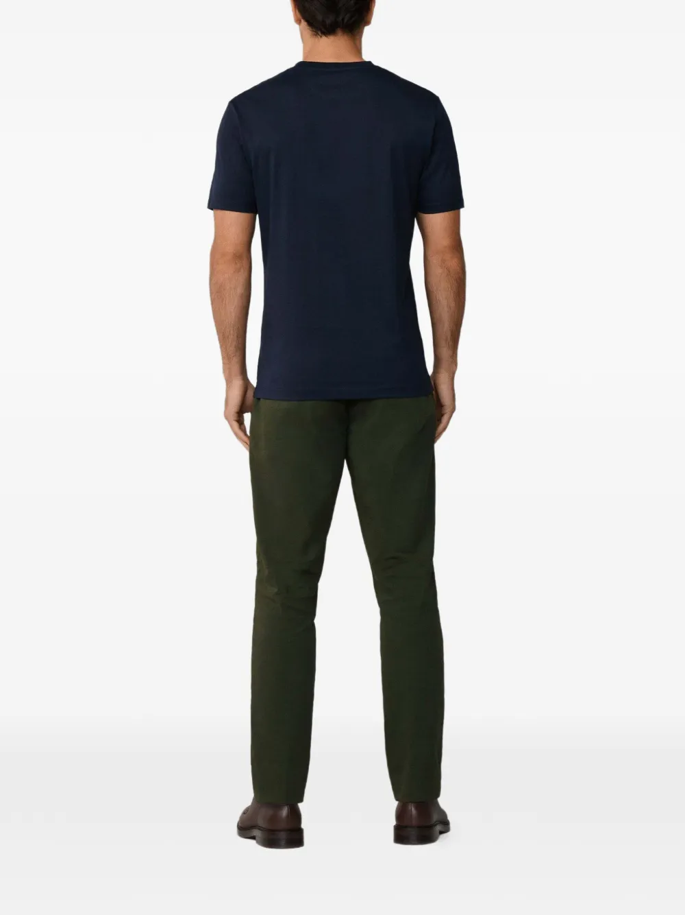 Hackett London Pima katoenen T-shirt met logodetail Blauw