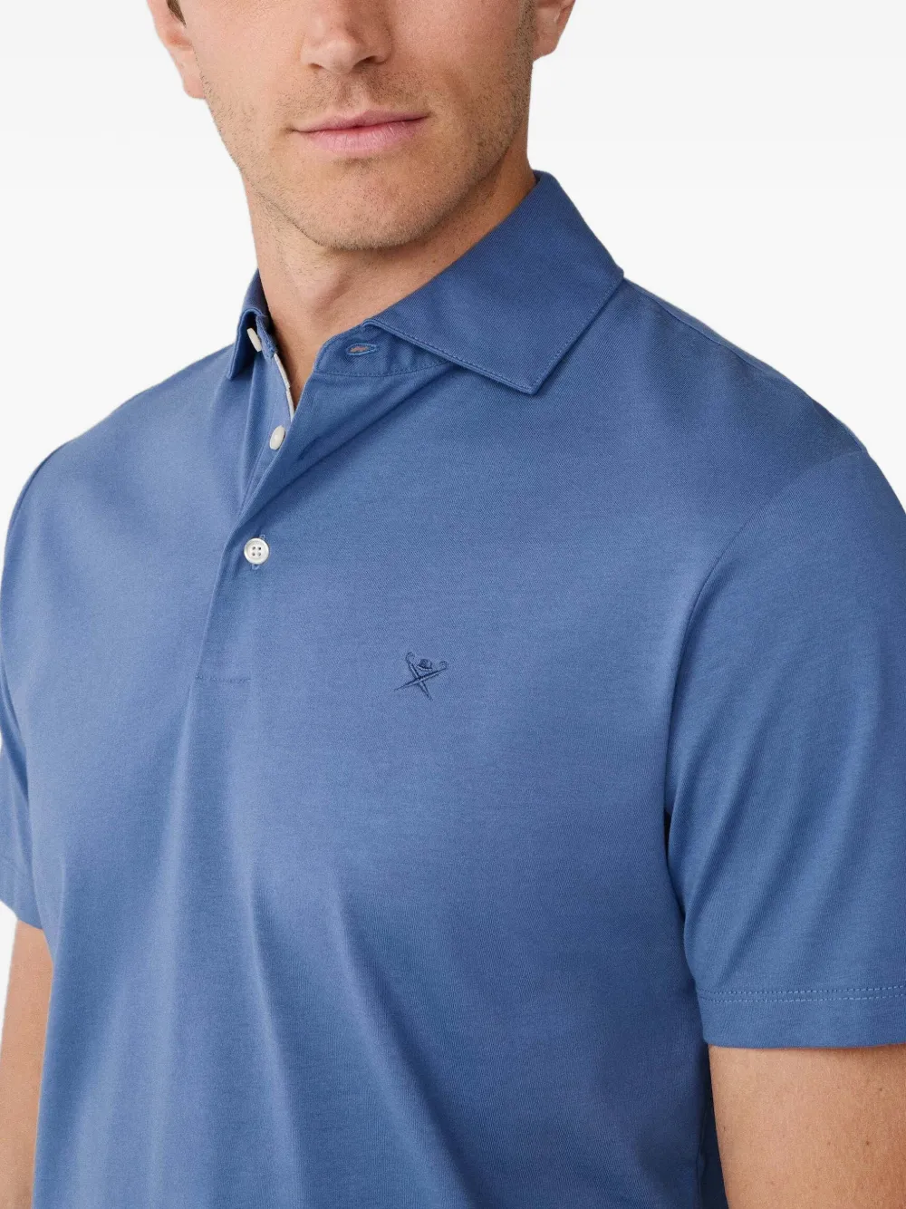 Hackett London Poloshirt met borduurwerk en knopen Blauw