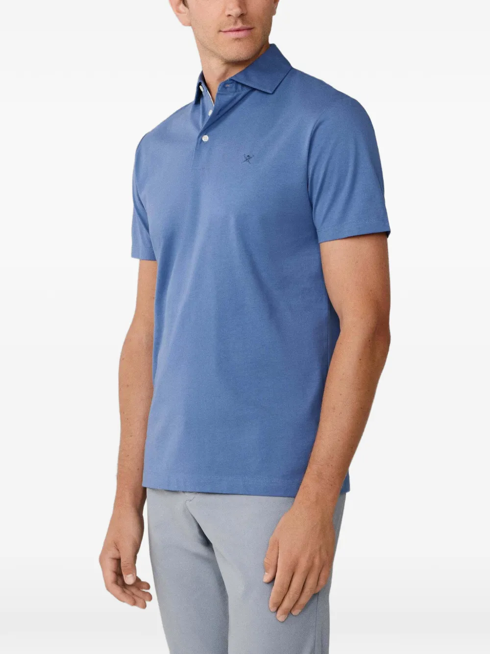 Hackett London Poloshirt met borduurwerk en knopen Blauw