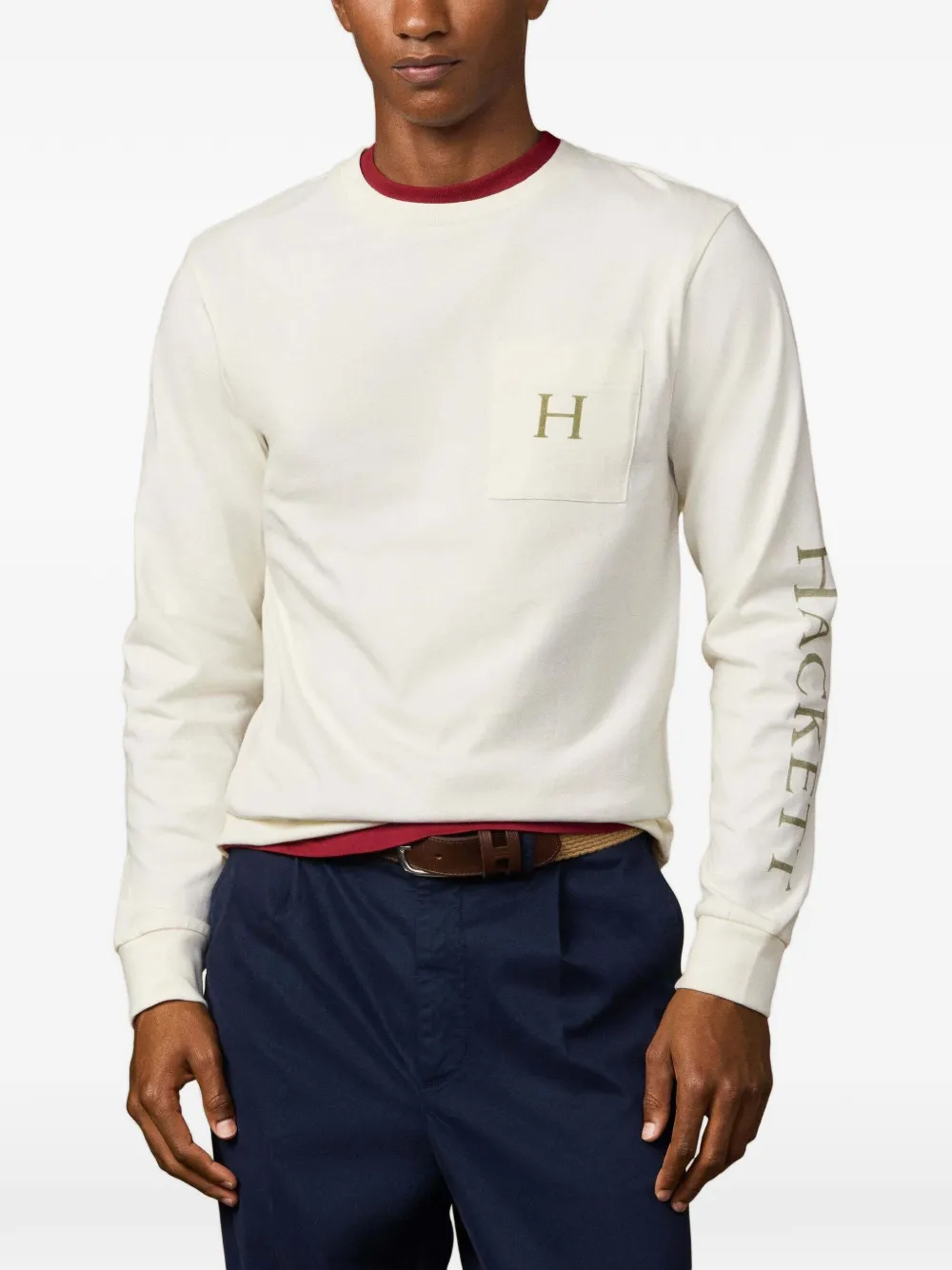 Hackett Logo-print Pocket T-shirt In White