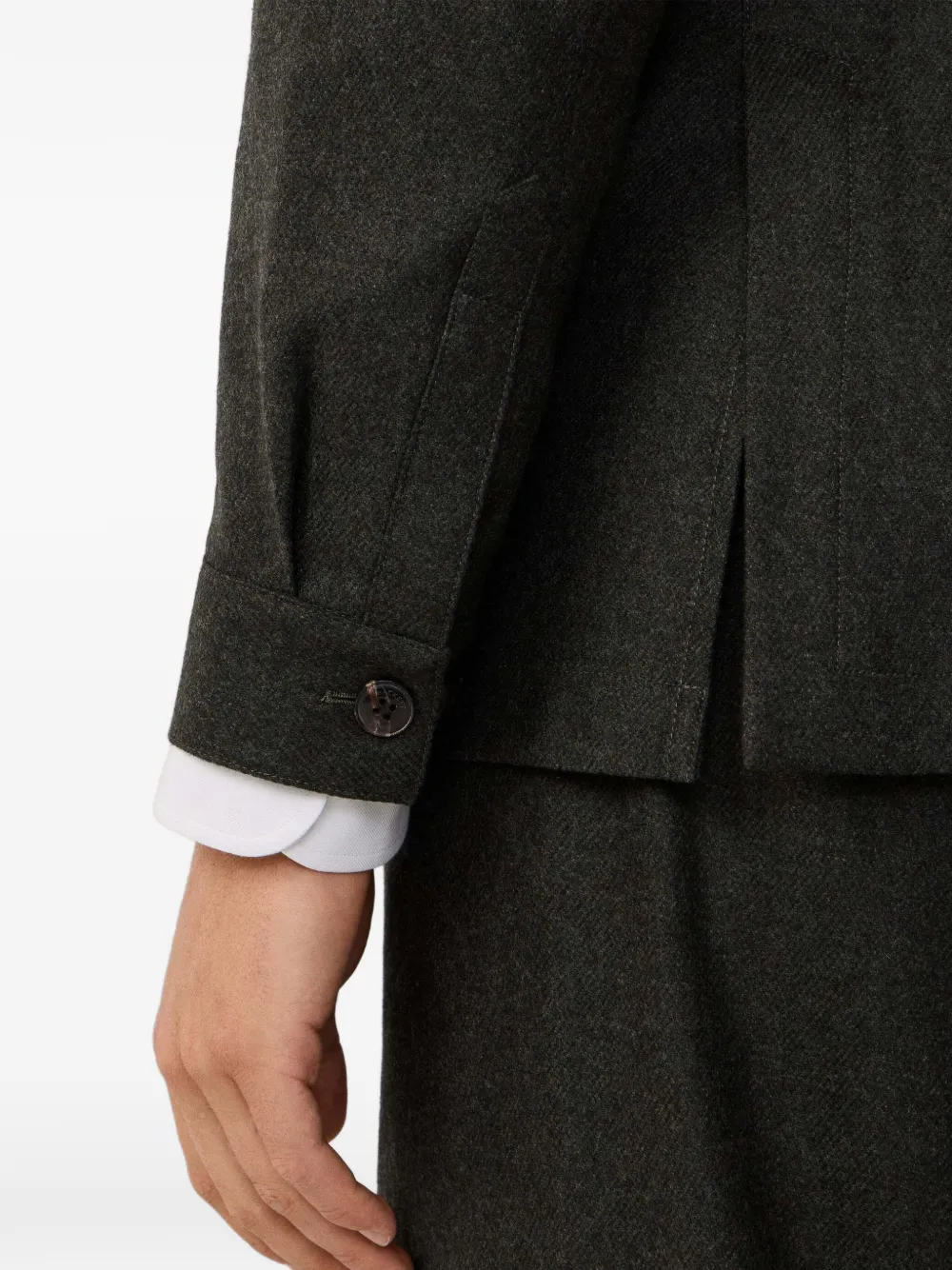 Hackett London Herringbone-pattern Jacket In Green