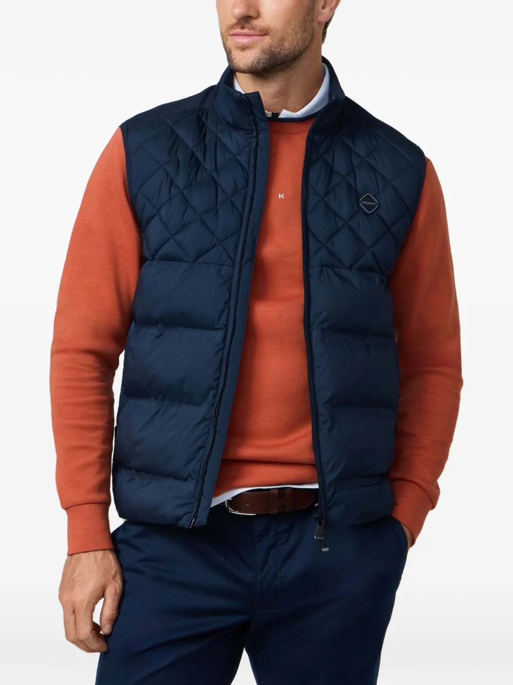 Hackett London Bodywarmer met gewatteerd vlak en rits Blauw