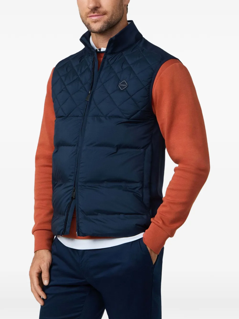 Hackett London Bodywarmer met gewatteerd vlak en rits Blauw