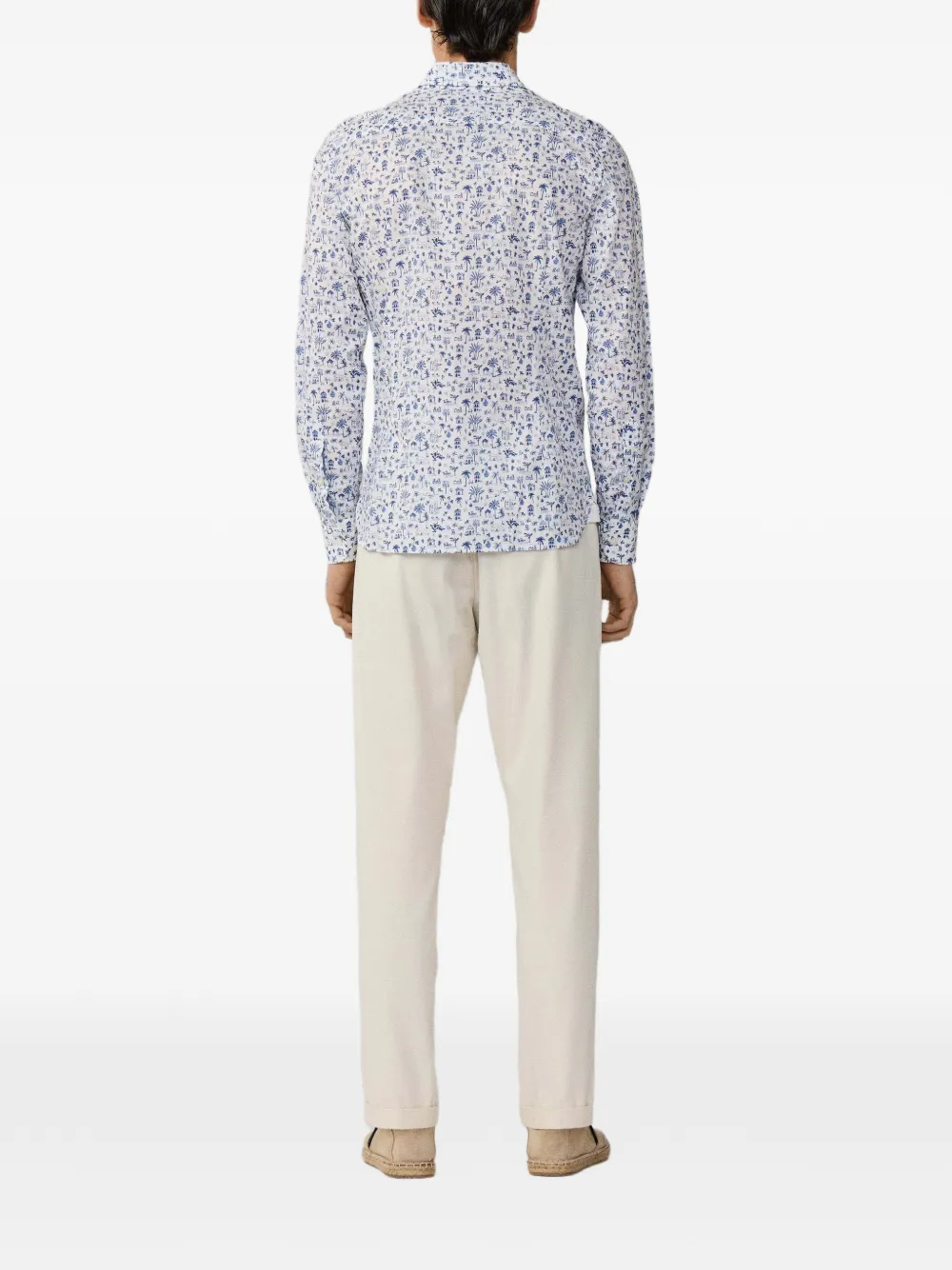 Hackett London Overhemd met eilandprint en Kent kraag Wit