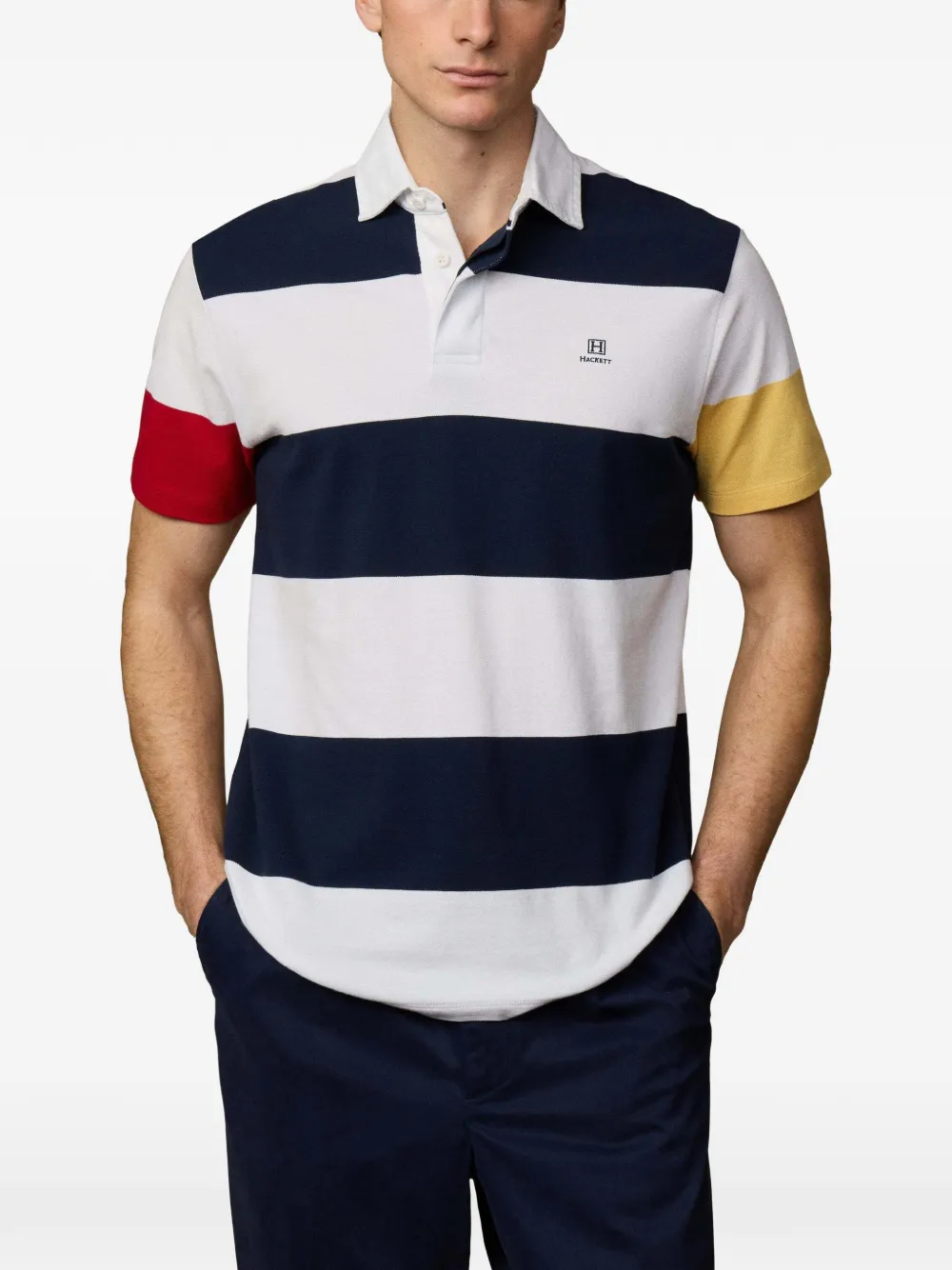 Hackett Striped Rugby Polo Shirt In Multi