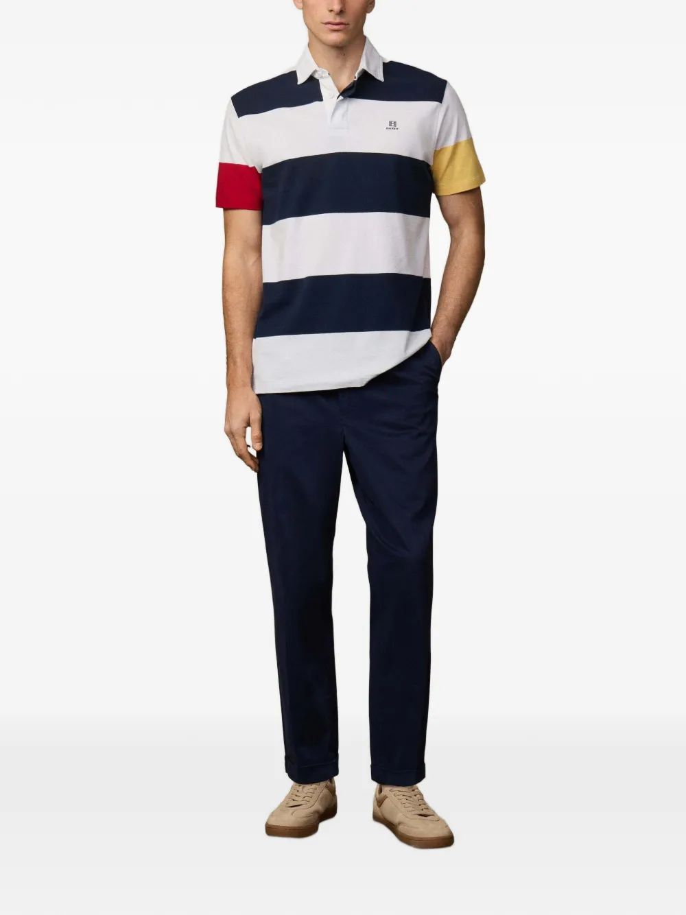 Hackett Striped Rugby Polo Shirt In Multi