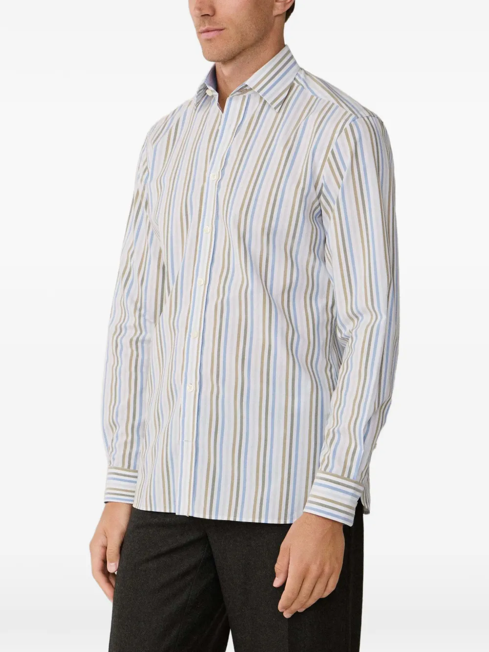 Hackett London Overhemd met Pimlico kraag en Bengaalse streep Wit