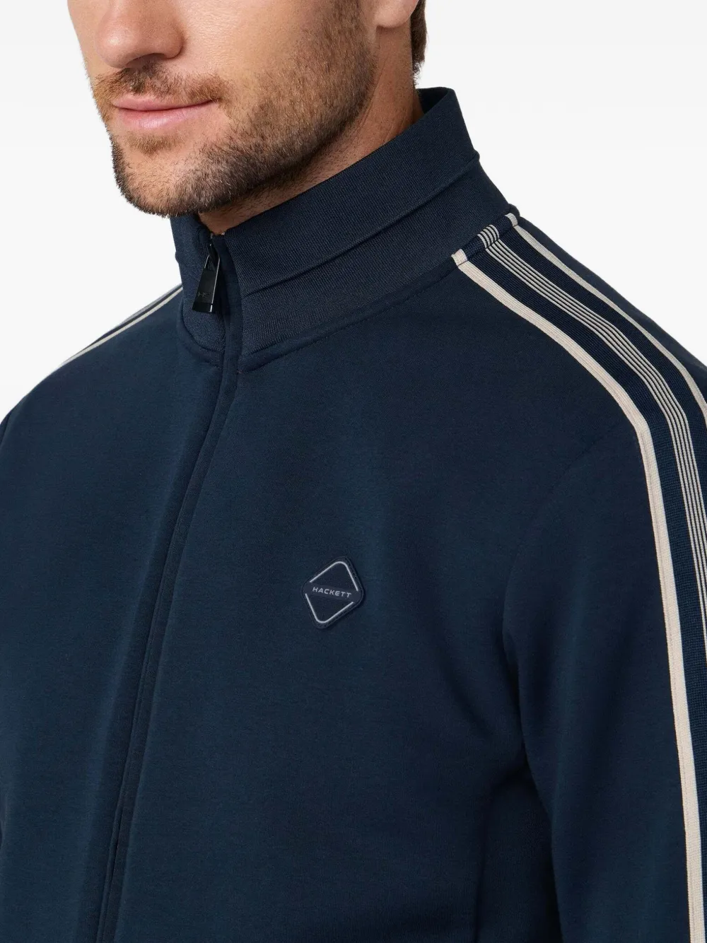 Hackett London Sweater met band en rits Blauw