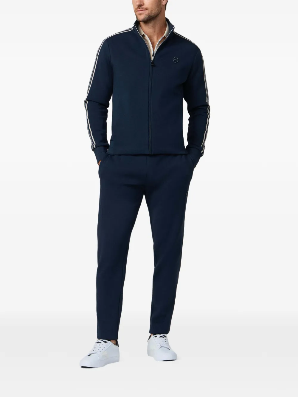 Hackett London Sweater met band en rits Blauw