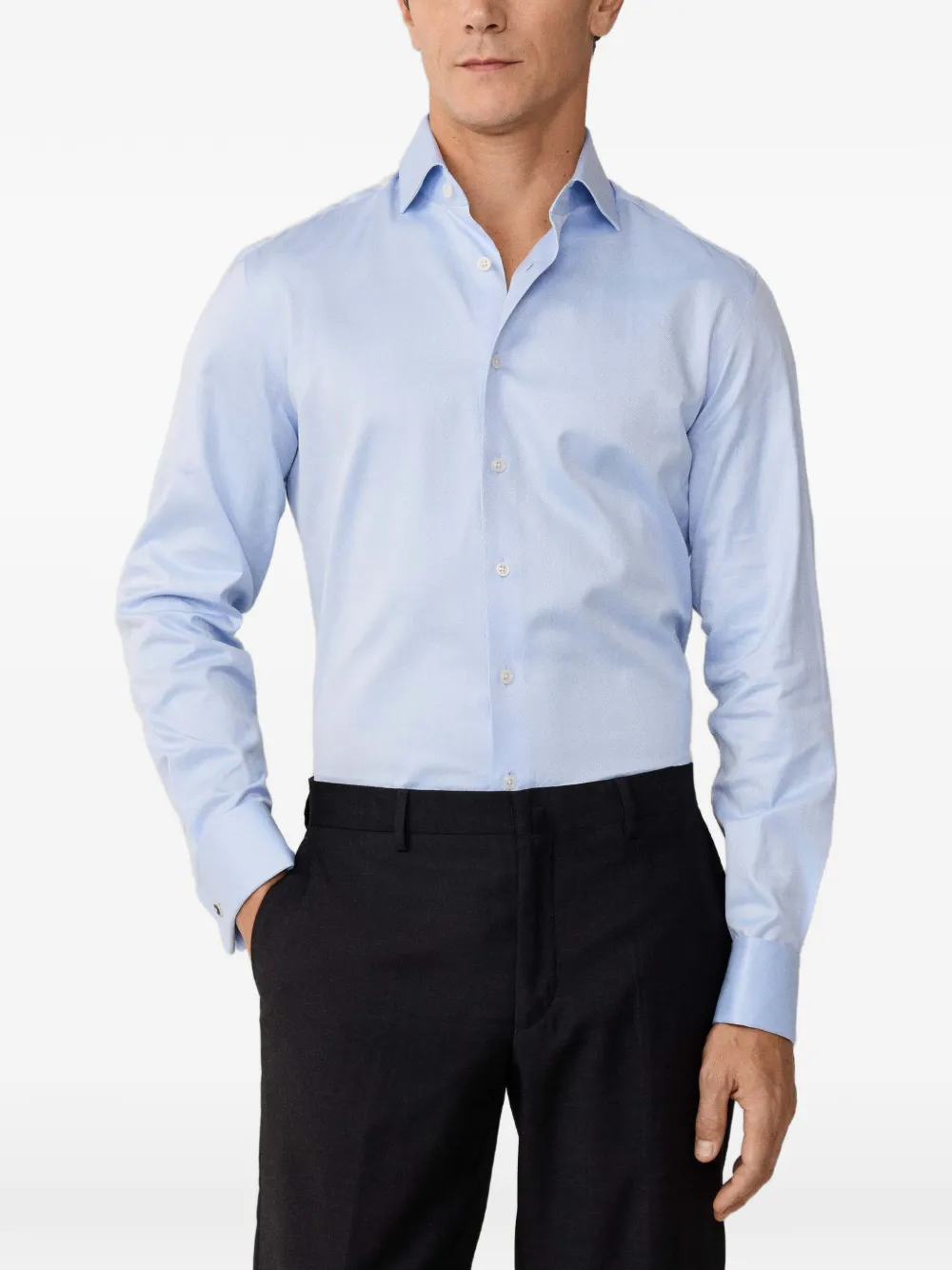 Hackett Herringbone-pattern Knightsbridge Shirt In Multi