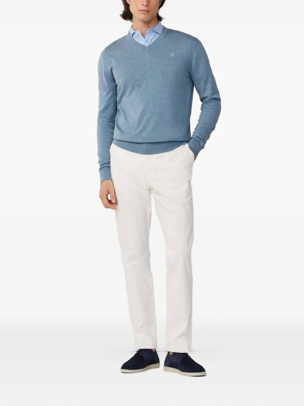 Hackett V-neck Embroidered Sweater In Multi