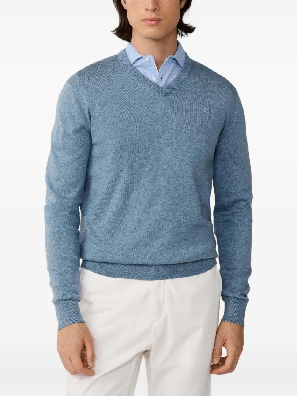 Hackett V-neck Embroidered Sweater In Multi