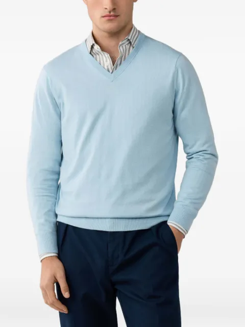 Hackett London V-neck elbow-patch sweater