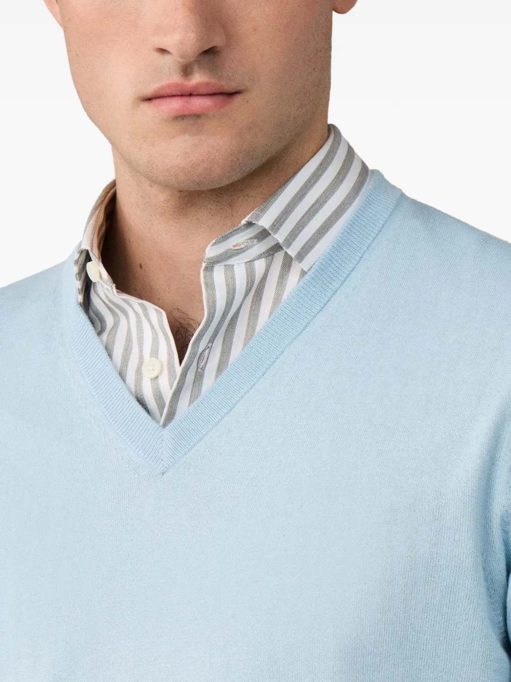 Hackett V-neck Elbow-patch Sweater In Blue