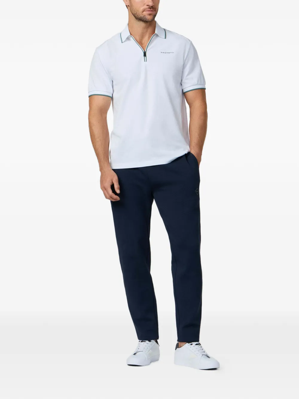 Hackett London Poloshirt met rits Wit