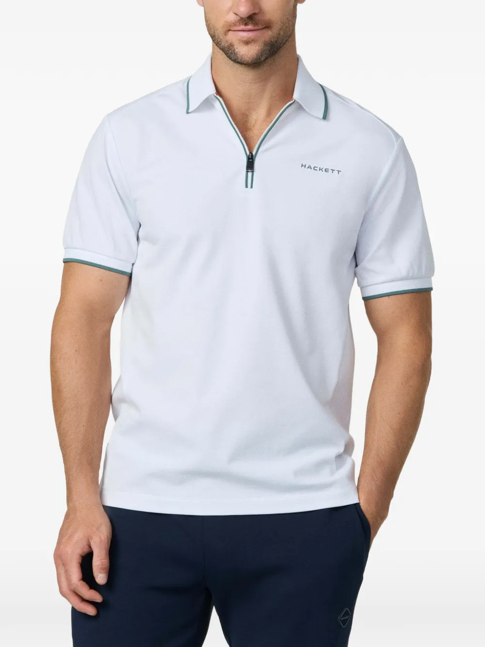 Hackett London Poloshirt met rits Wit
