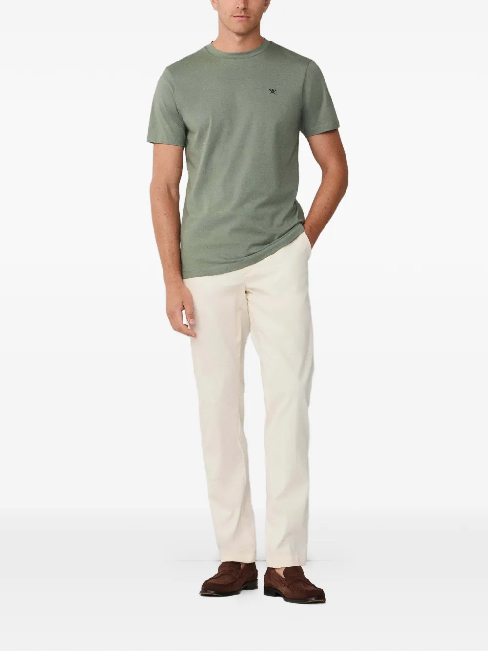 Hackett London Katoenen T-shirt met geborduurd logo Groen