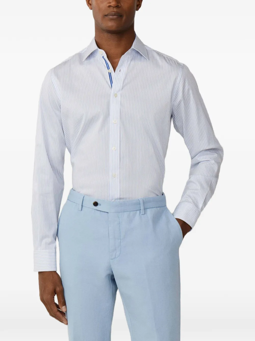 Hackett Button-down Striped Cotton Shirt In White