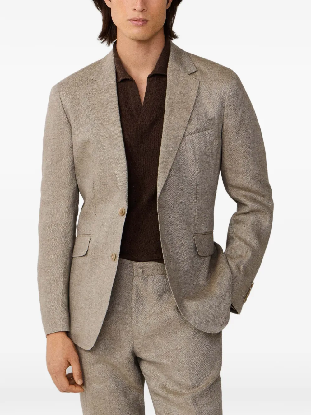 Hackett London Delave hopsack blazer Beige