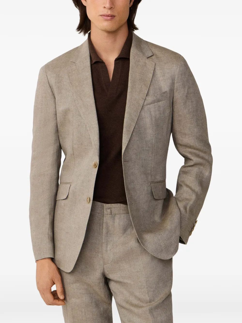 Hackett London Delave hopsack blazer Beige