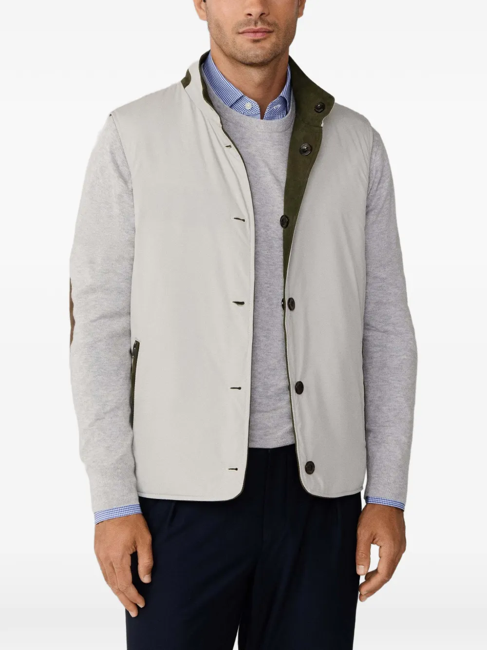 Hackett Reversible Gilet In Brown