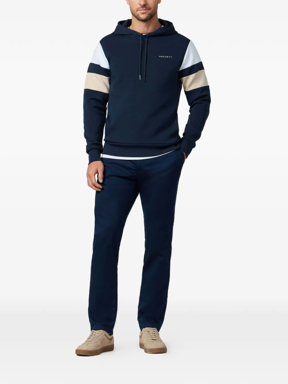 Hackett London Resort hoodie met streepdetail Blauw
