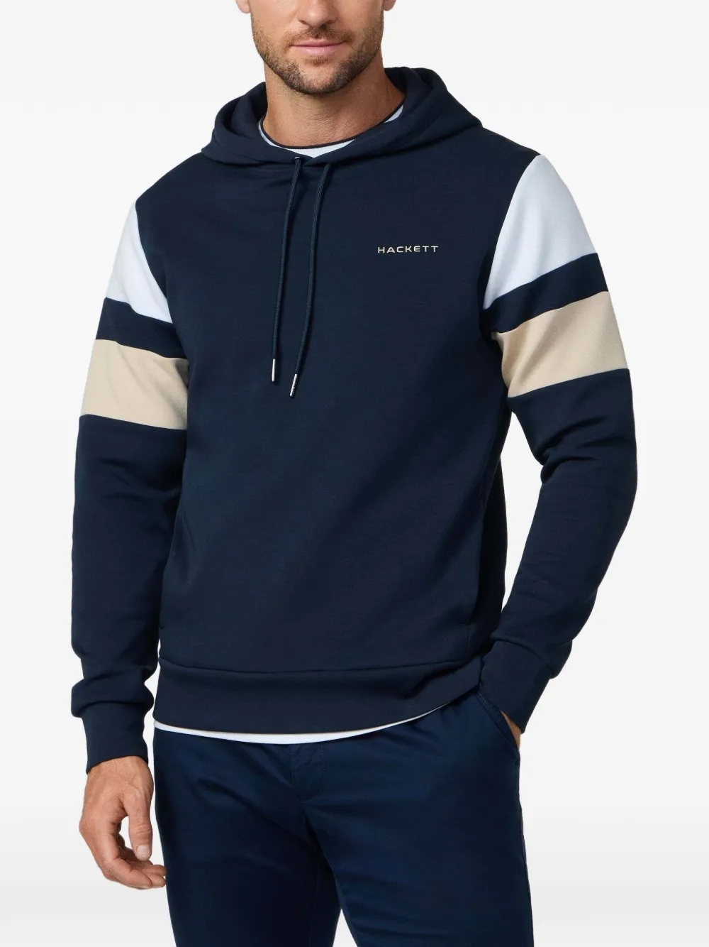 Hackett London Resort hoodie met streepdetail Blauw