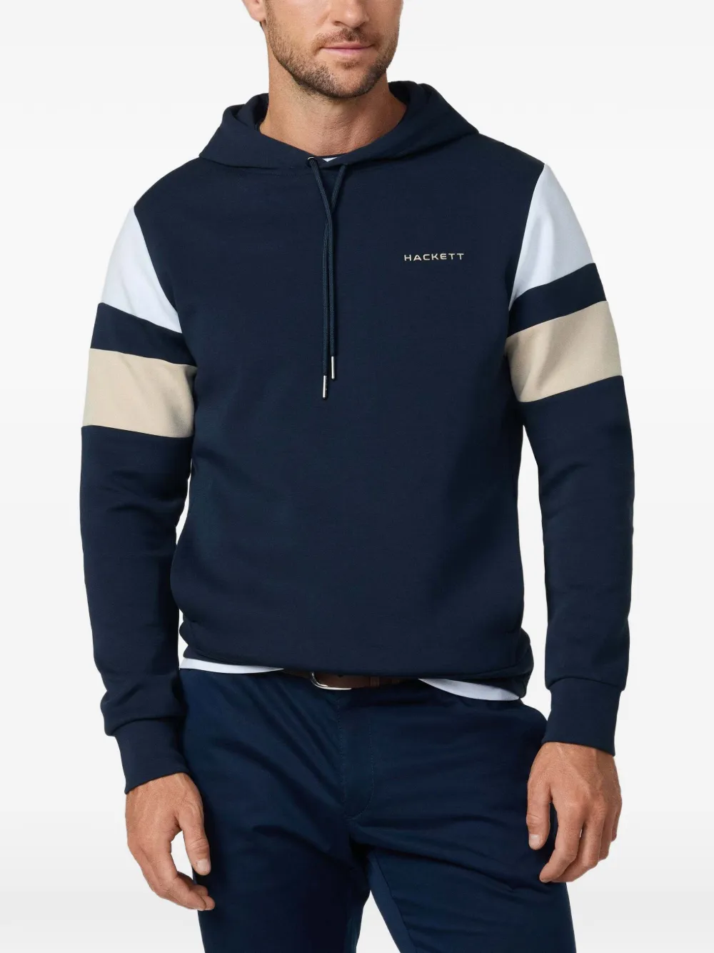 Hackett Resort Stripe-detail Hoodie In Blue