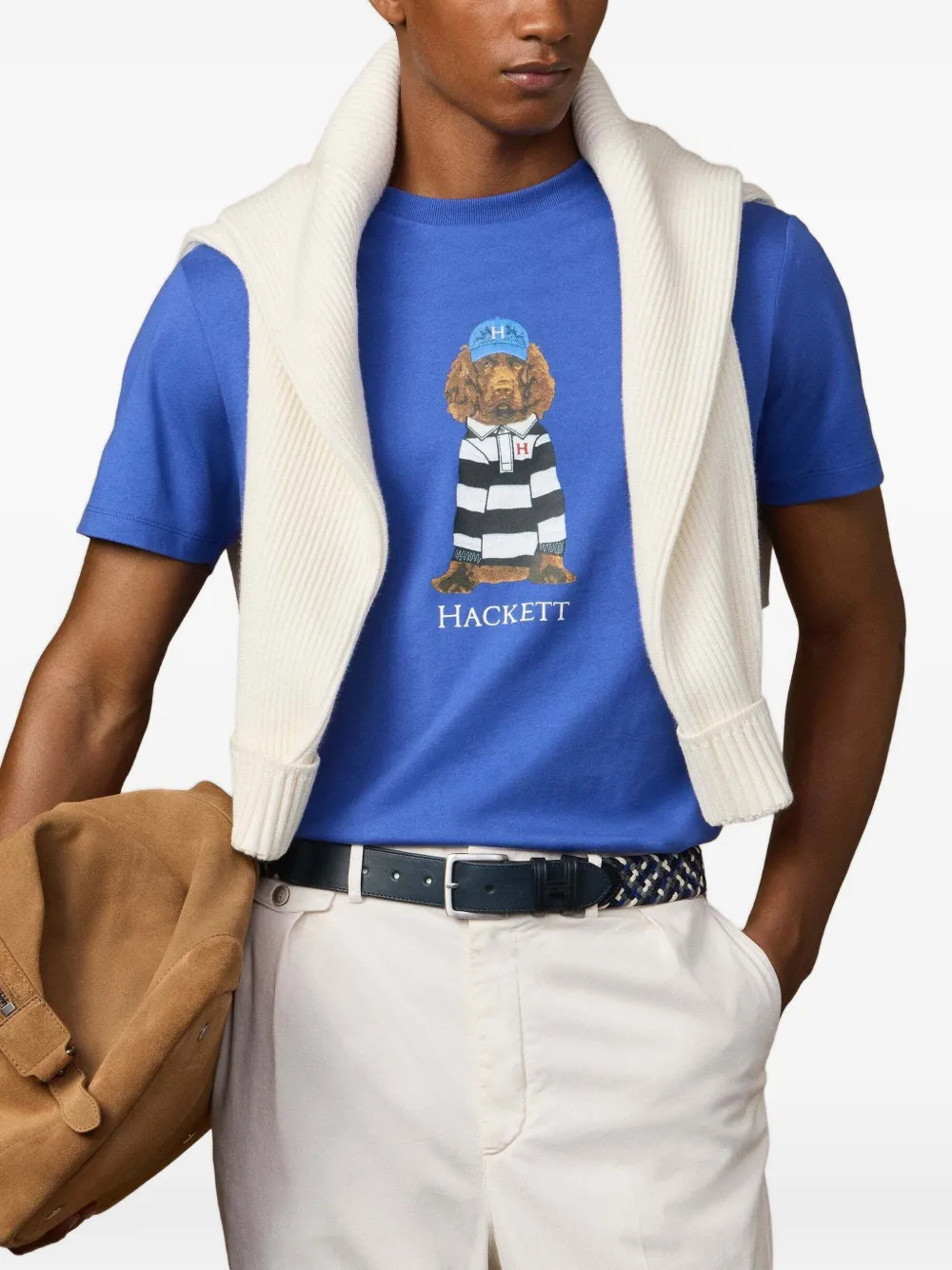 Hackett London T-shirt met Harry print Blauw