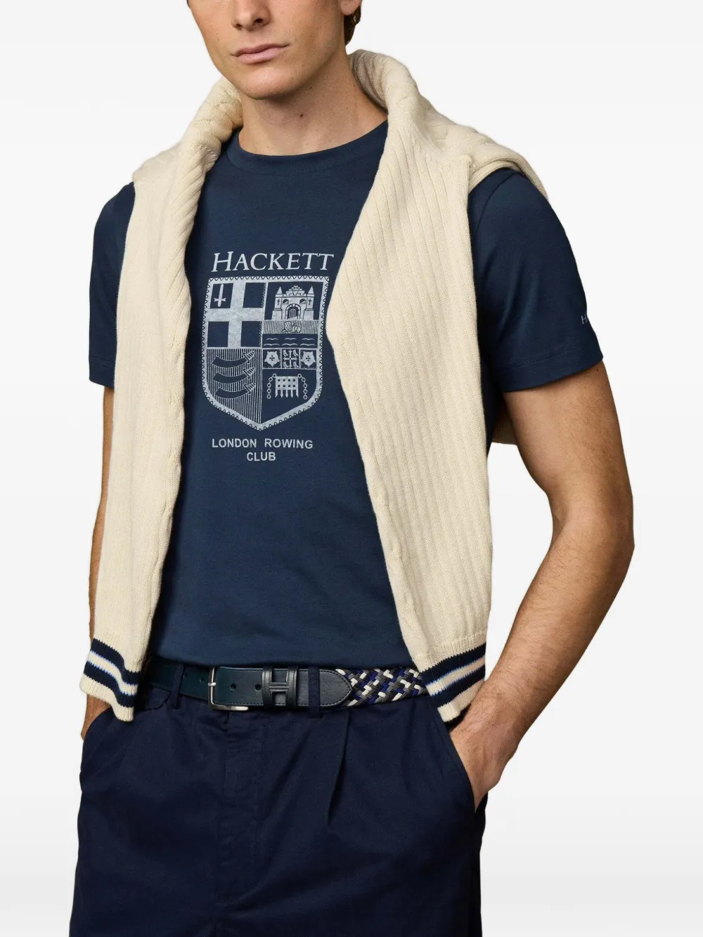 Hackett 런던 로잉 클럽 프린트 티셔츠 In Blue