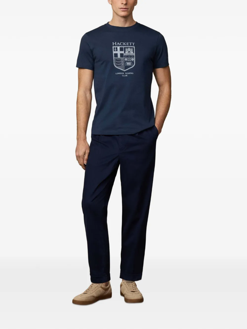 Hackett 런던 로잉 클럽 프린트 티셔츠 In Blue