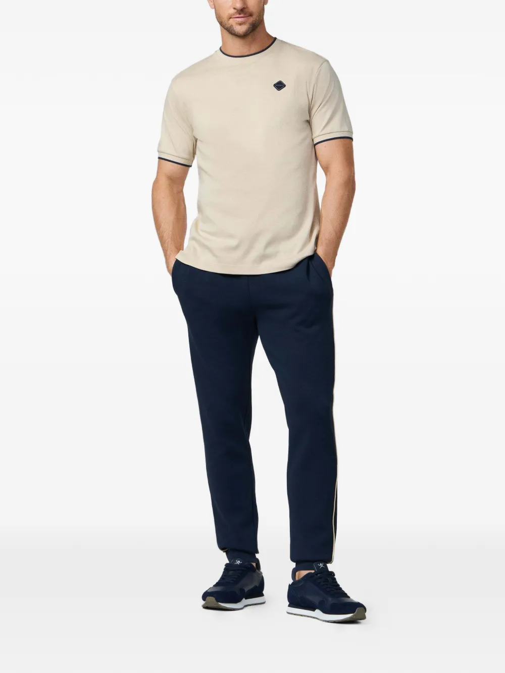 Hackett London T-shirt met geborduurd logo Beige