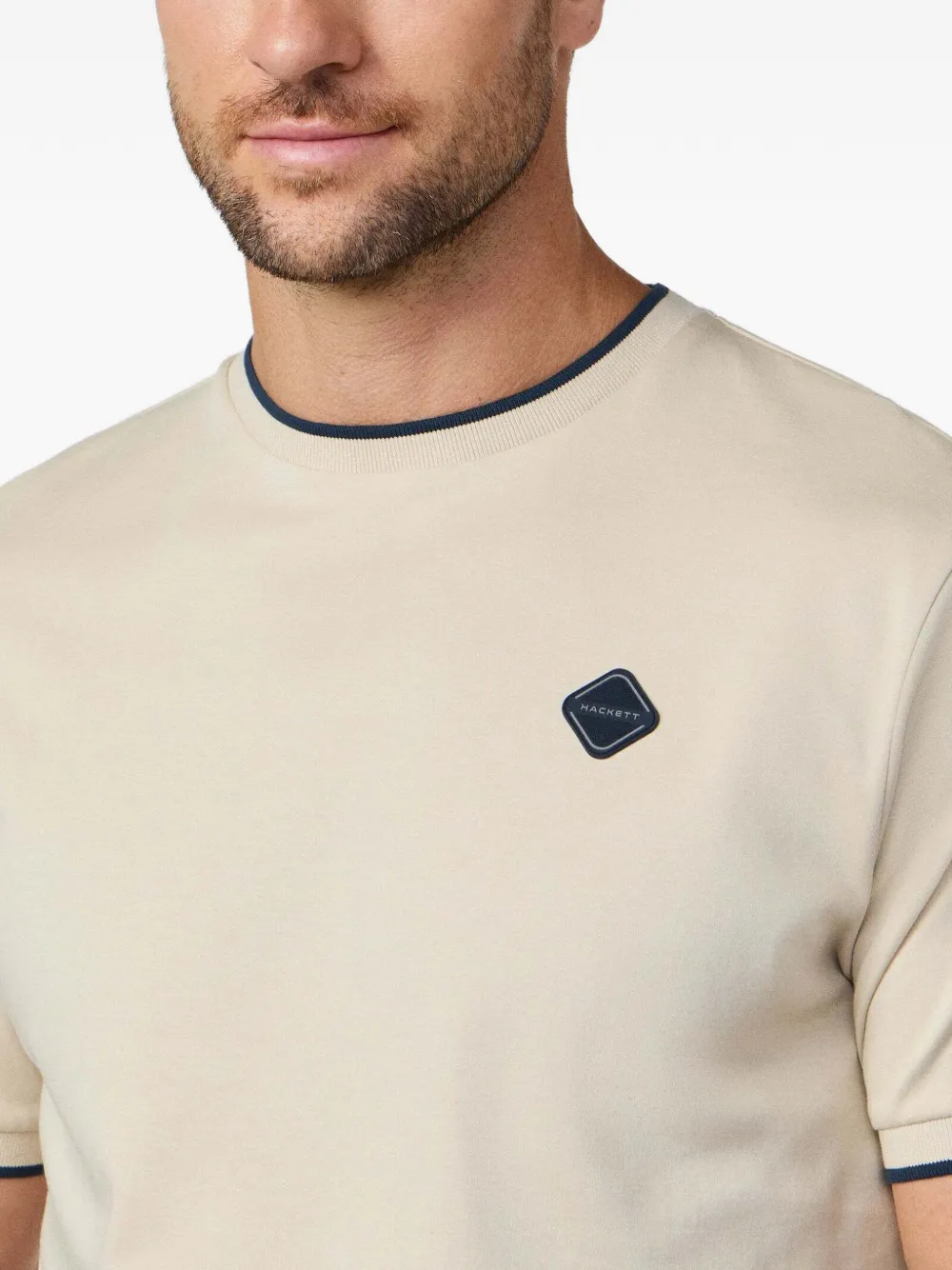 Hackett London T-shirt met geborduurd logo Beige