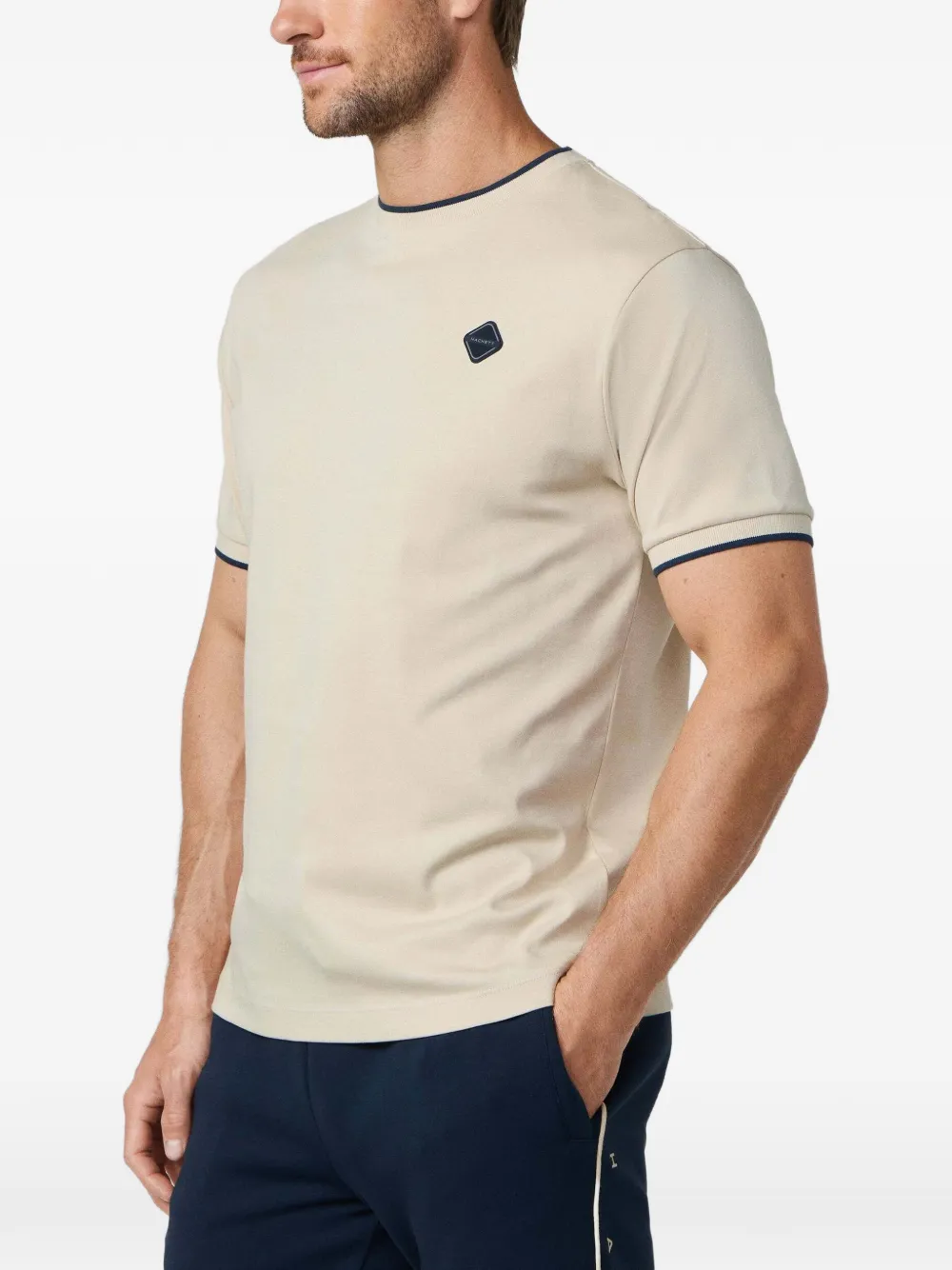 Hackett London T-shirt met geborduurd logo Beige