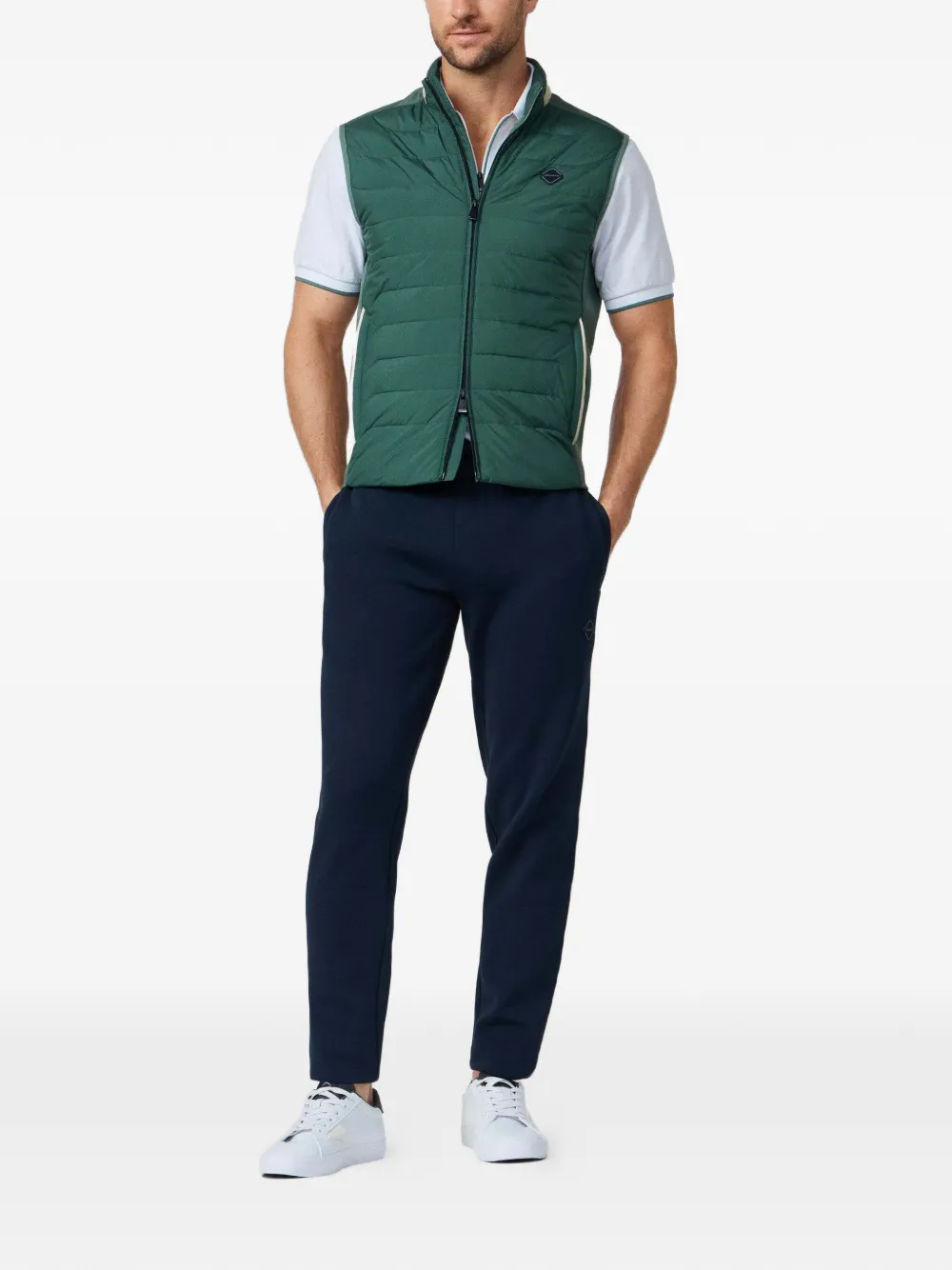 Hackett London Suède gilet met gebarsten stiksel Groen
