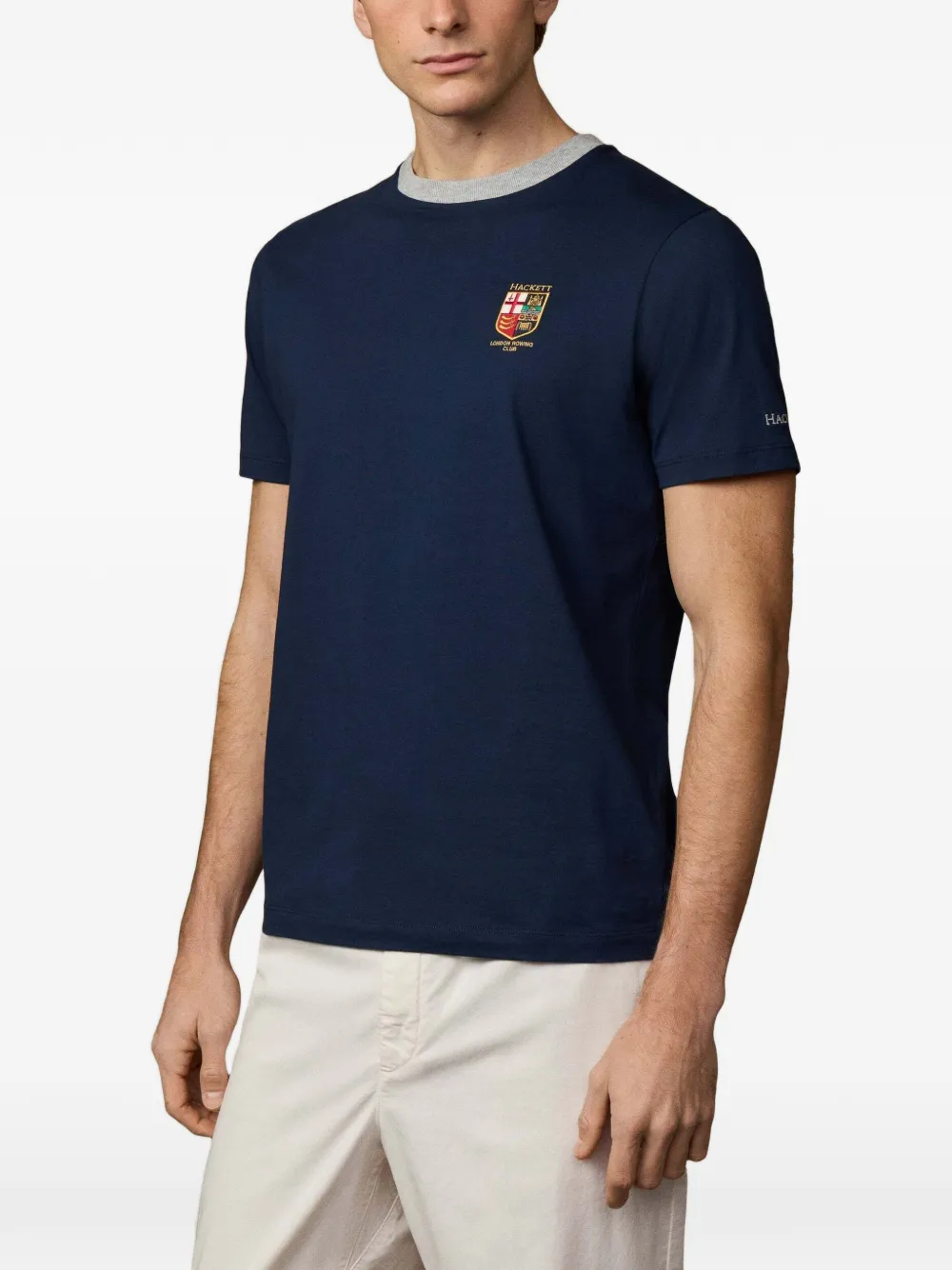 Hackett London T-shirt met geborduurd logo Blauw