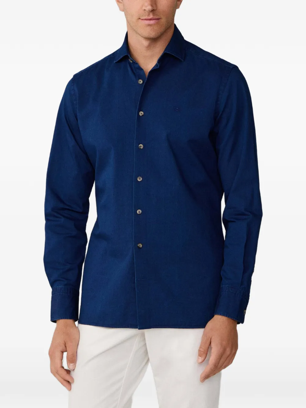 Hackett Kent Cutaway-collar French-placket Shirt In Blue