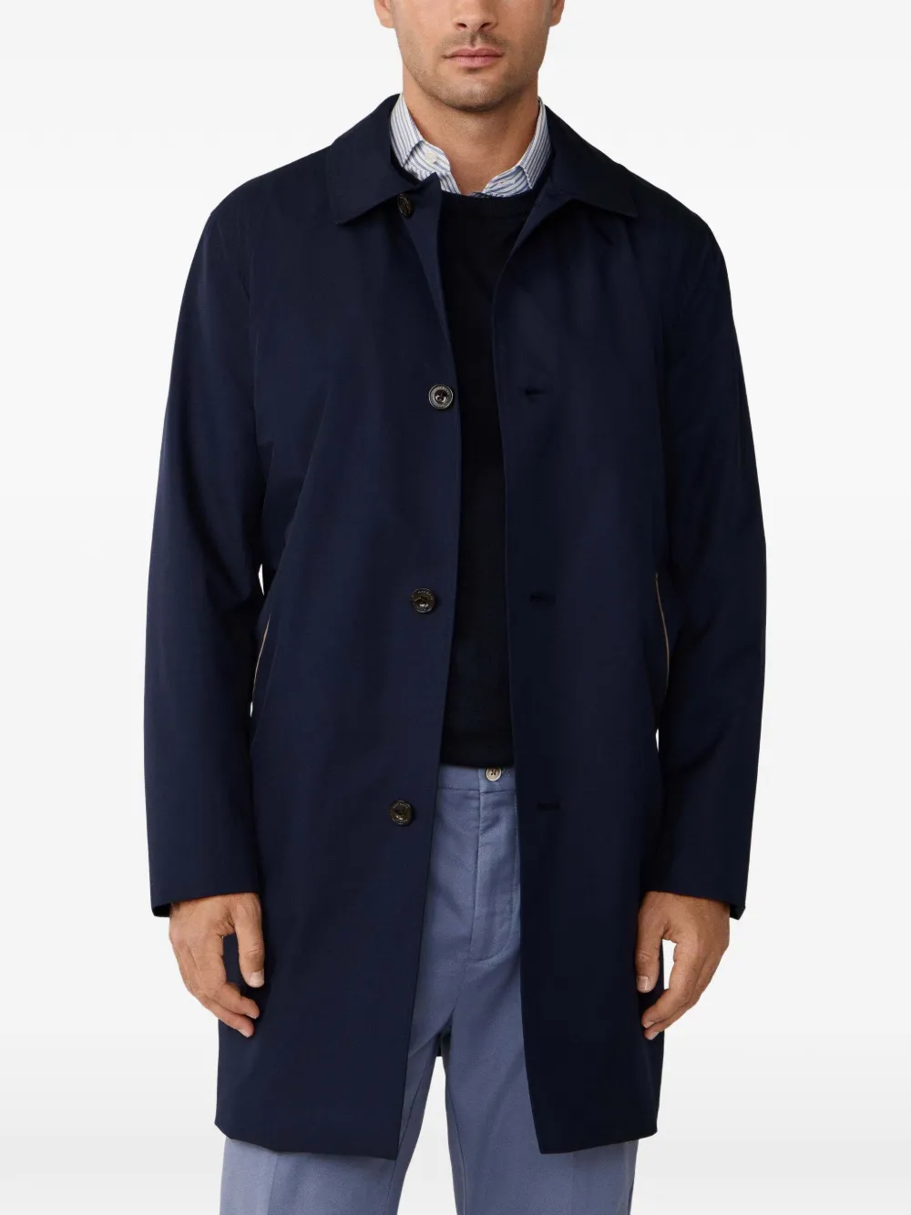 Hackett Belgravia Mac Coat In Blue