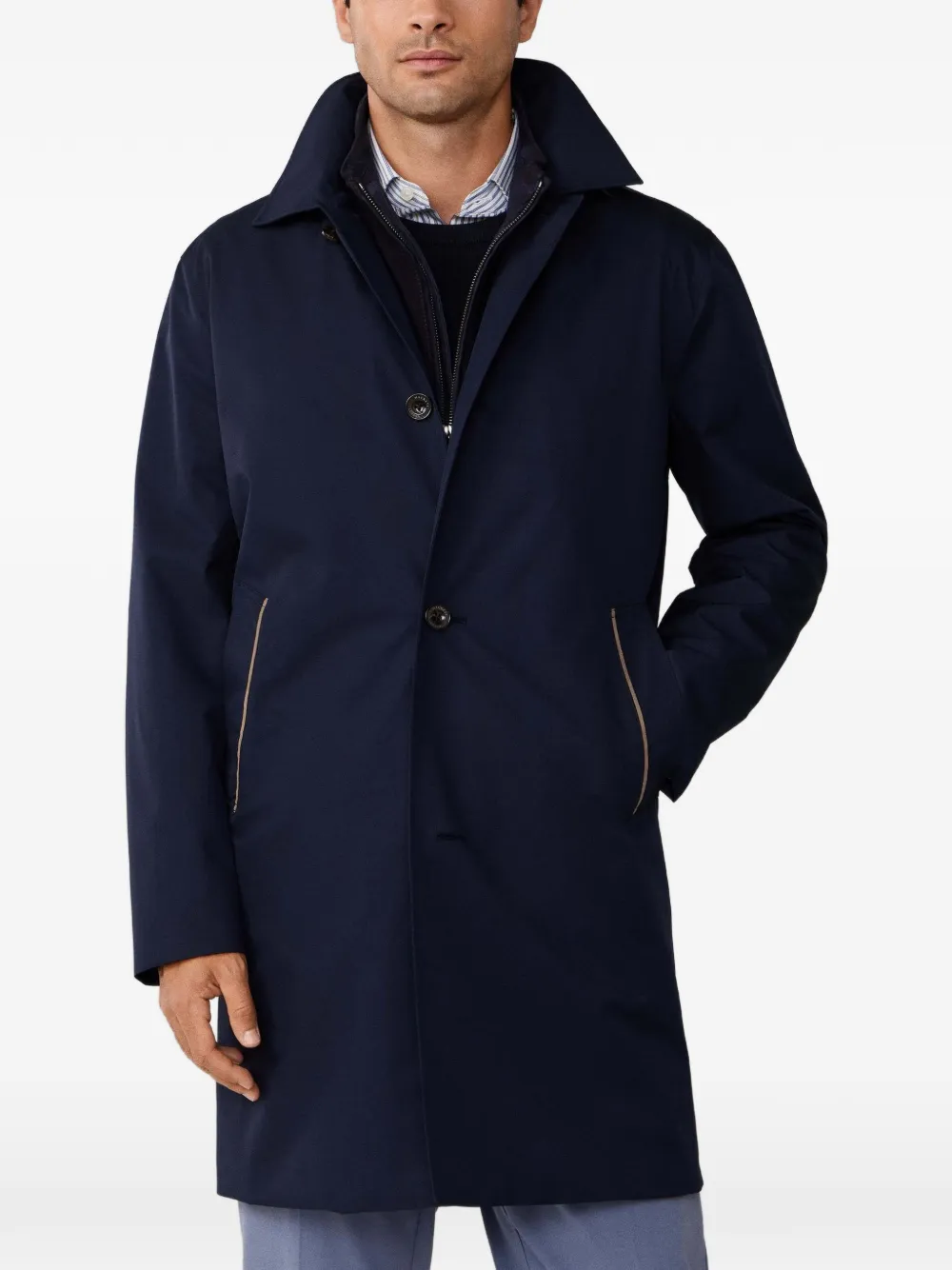 Hackett Belgravia Mac Coat In Blue