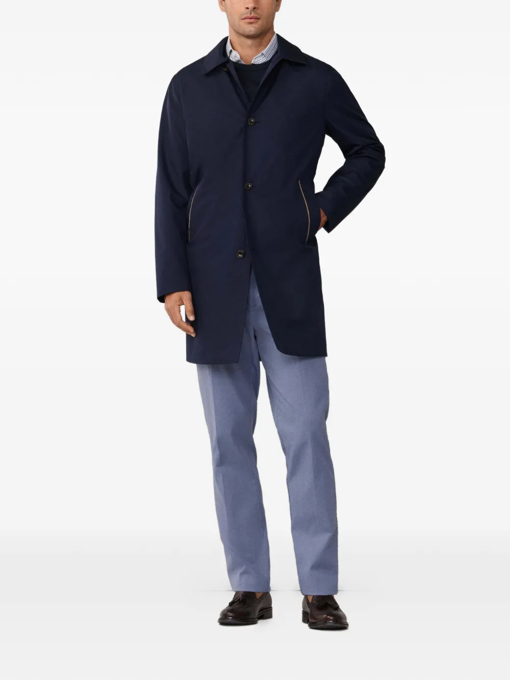 Hackett Belgravia Mac Coat In Blue