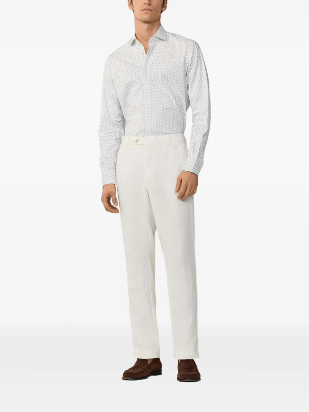 Hackett London Overhemd met bloemenprint Beige