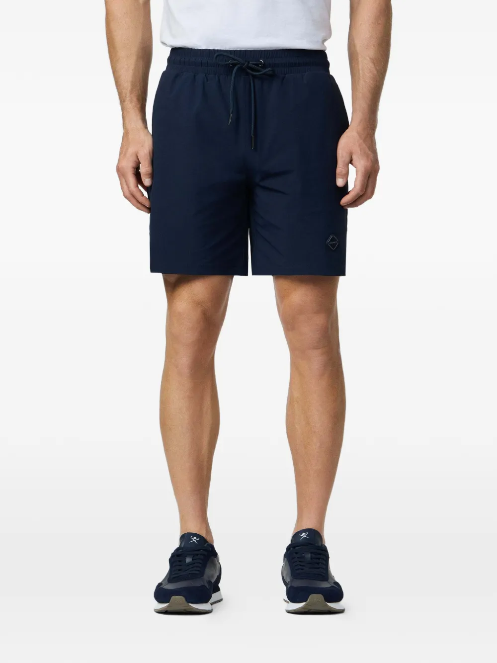 Hackett Logo-patch Drawstring Shorts In Blue