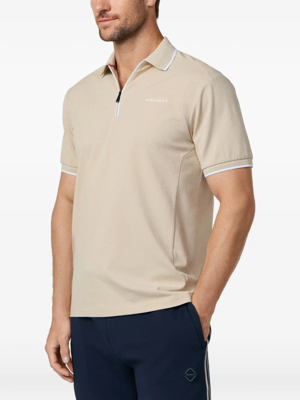 Hackett London Poloshirt met geborduurd logo Beige