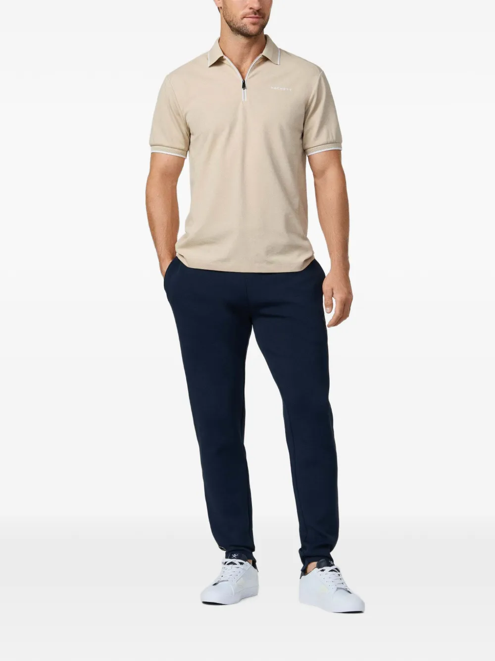 Hackett London Poloshirt met geborduurd logo Beige