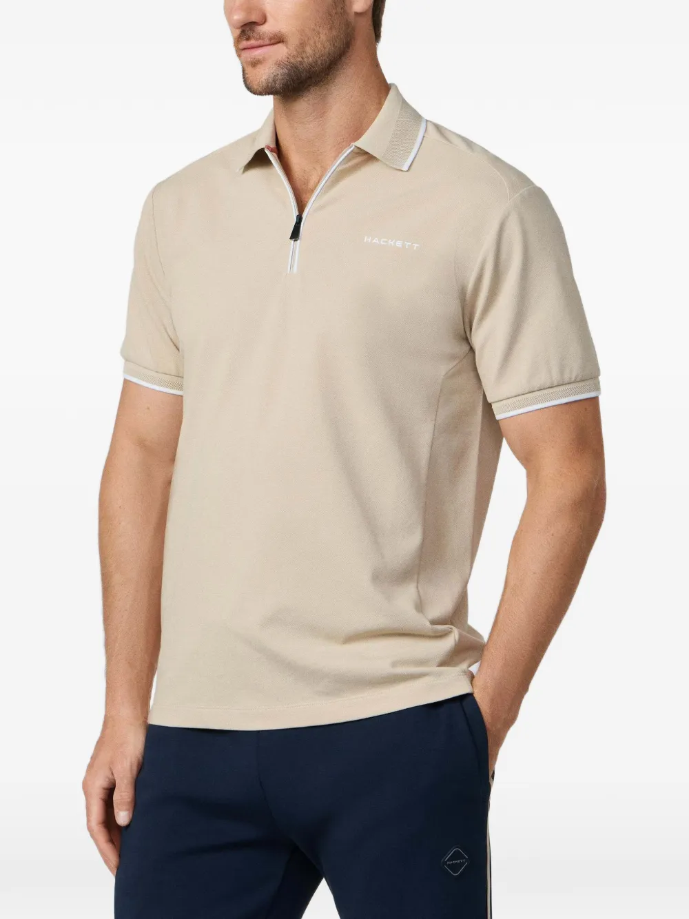Hackett London Poloshirt met geborduurd logo Beige