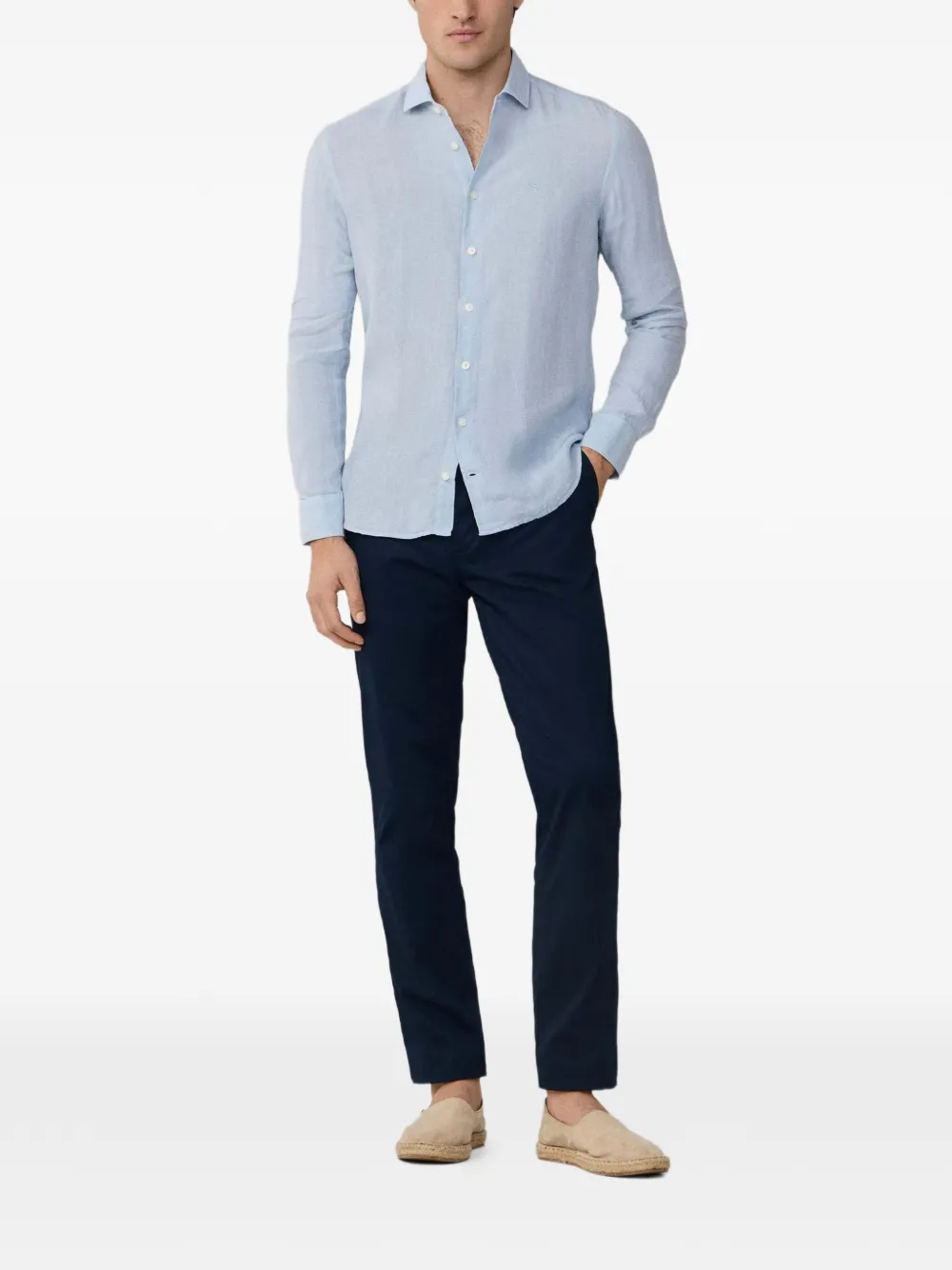 Hackett Long-sleeve Buttoned Shirt In Blue