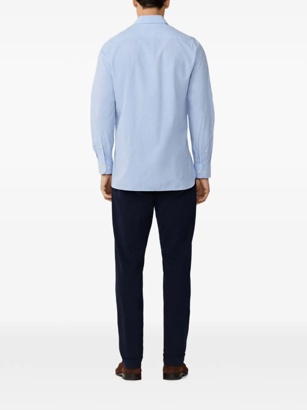 Hackett London Overhemd met uitgesneden kraag Bruin