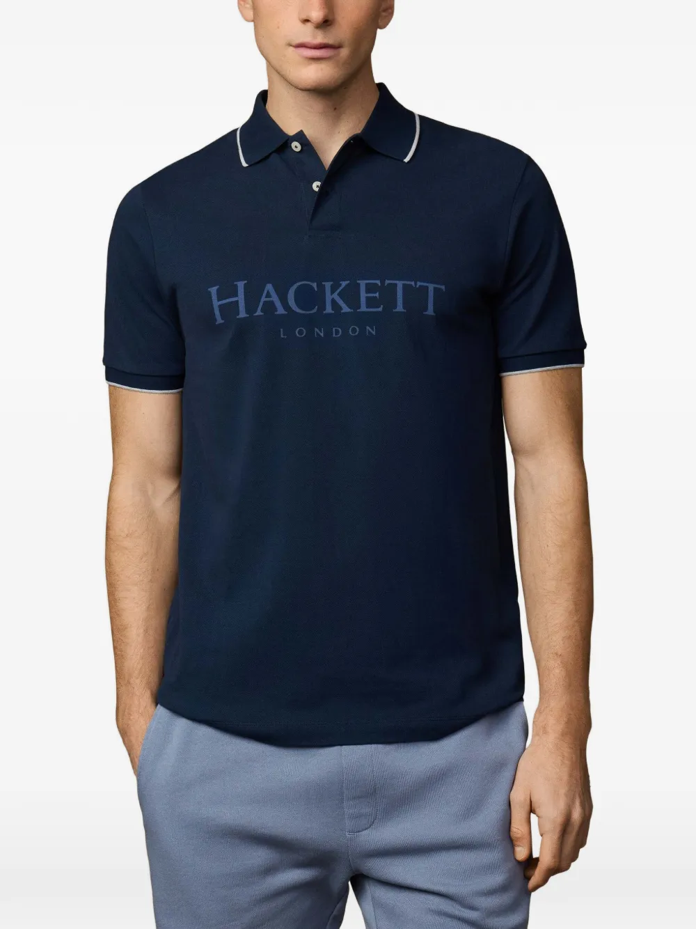 Hackett Logo-embroidered Polo Shirt In Blue