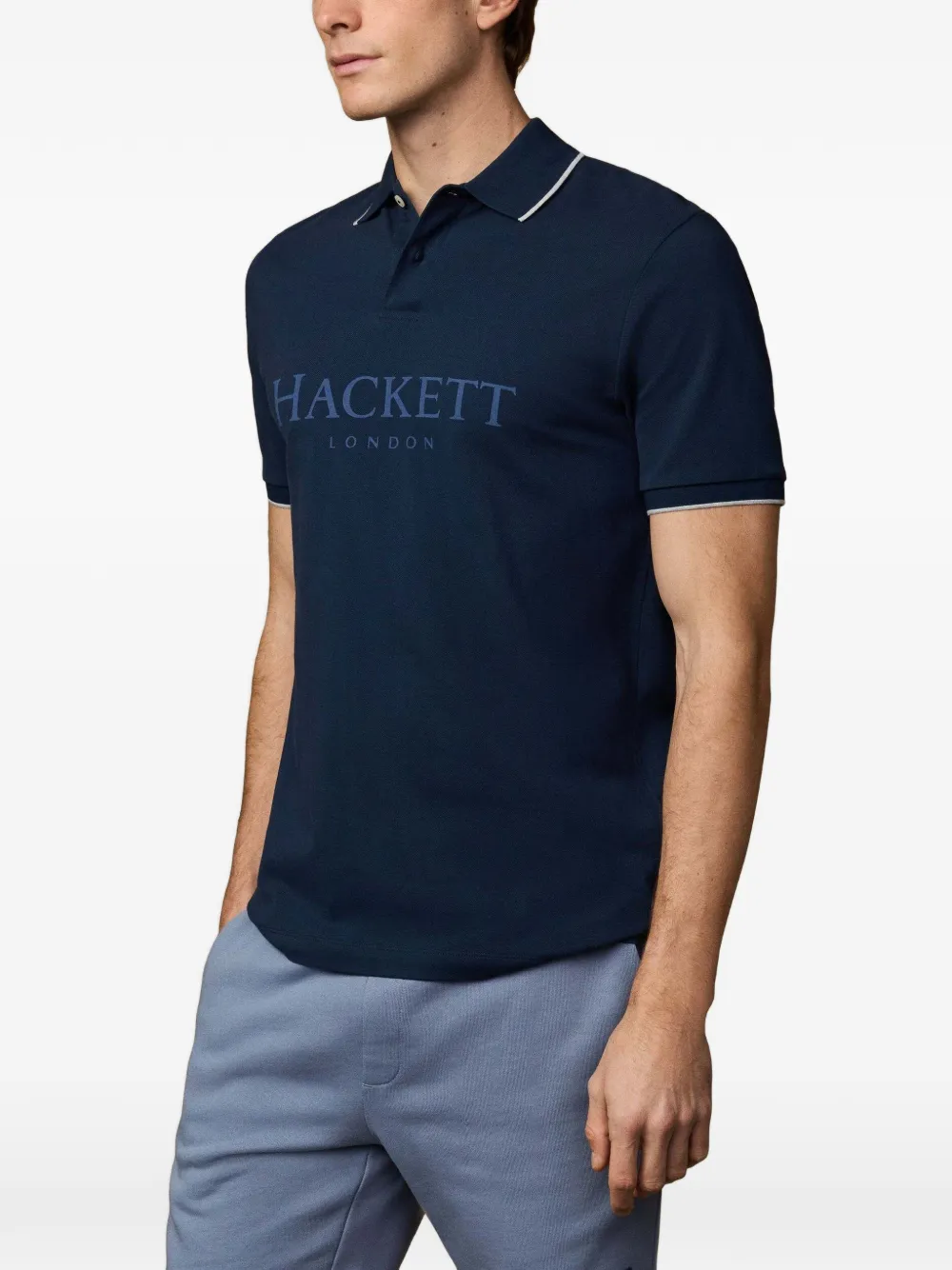 Hackett London Poloshirt met geborduurd logo Blauw