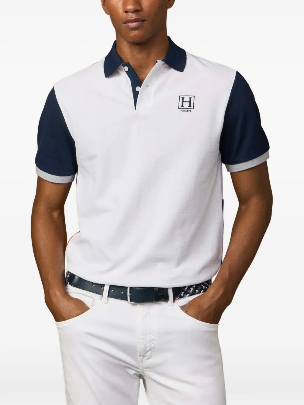 Hackett London Poloshirt met geborduurd logo Wit